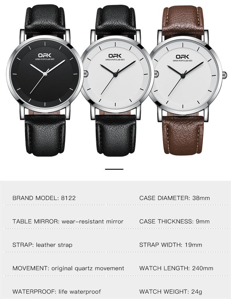 Quartz Watch for Men Leather Strap Waterproof Classic Minimalism