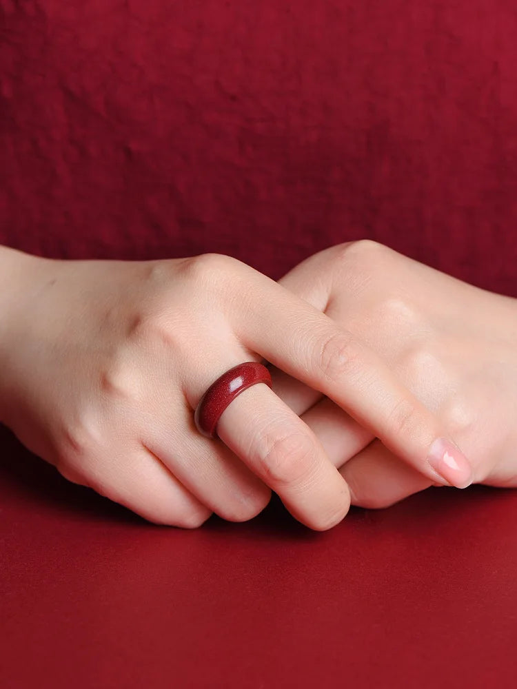 Natural 100% red Cinnabar jade cloud pattern stones for men rings