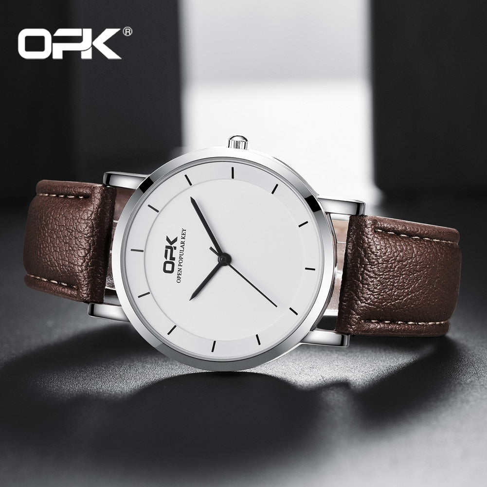 Quartz Watch for Men Leather Strap Waterproof Classic Minimalism