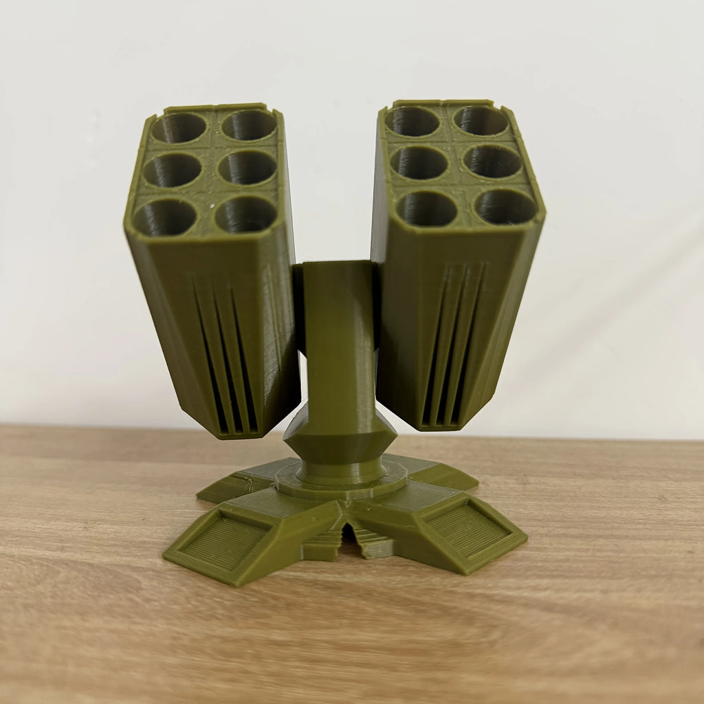 Military-Style Anti Aircraft Gun Olive Green Multi-Compartment Pen Holder
