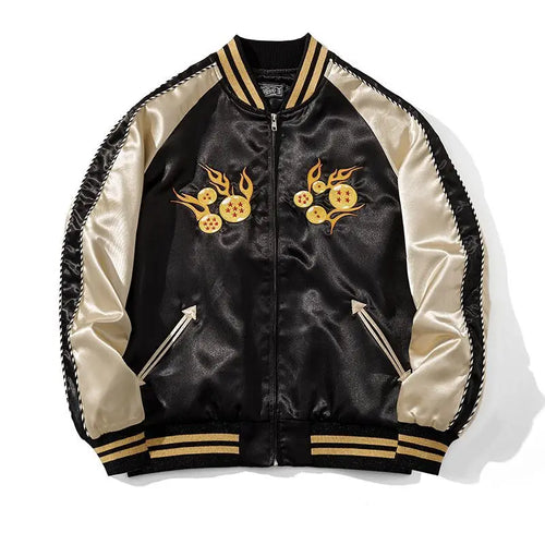 Dragon Ball/One Piece Goku Retro Zipper Jackets with Oversized Jackets for Men Long Sleeved Jacket Harajuku Loose Streetwear