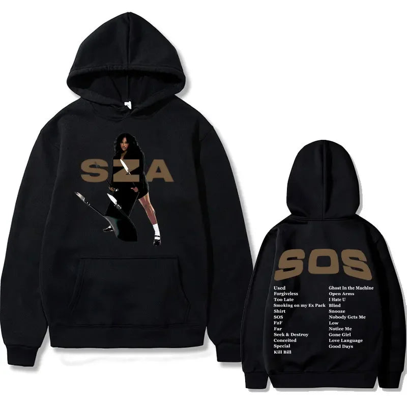 Sza Tour SOS Music Album Print Streetwear Unisex Oversized Hoodies