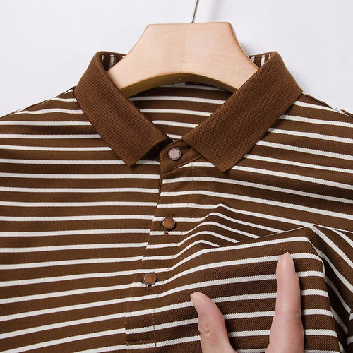 Men's Striped Casual POLO Shirt Short Sleeved Comfortable and Breathable Top