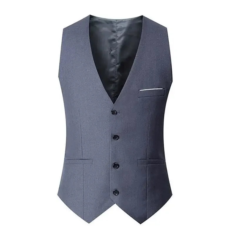 Slim Fit Suit Vests For Men Waistcoat Single Breasted Formal Jacket