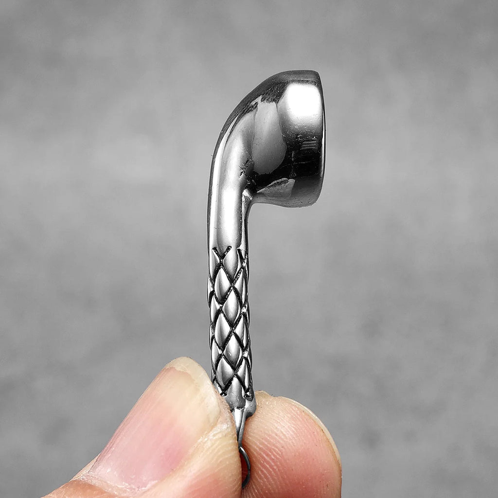 Wired Earphones Men Necklace With Pendant Stainless Steel Jewelry