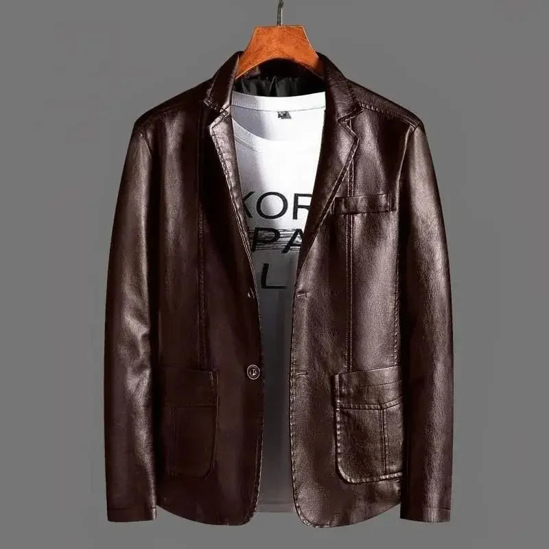 Leather Jacket for Men Blazers Thin Slim Fit Designer Original Trendy Coats