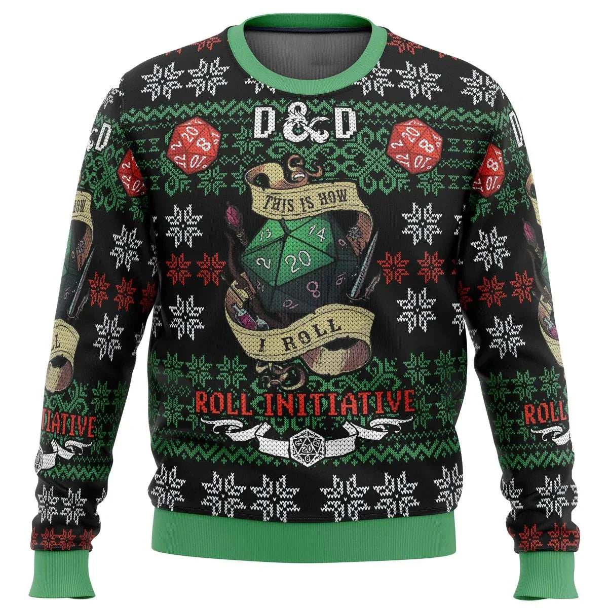 3D Sweatshirt Roll Initiative Dungeons & Dragons Ugly Christmas Sweater Pullover