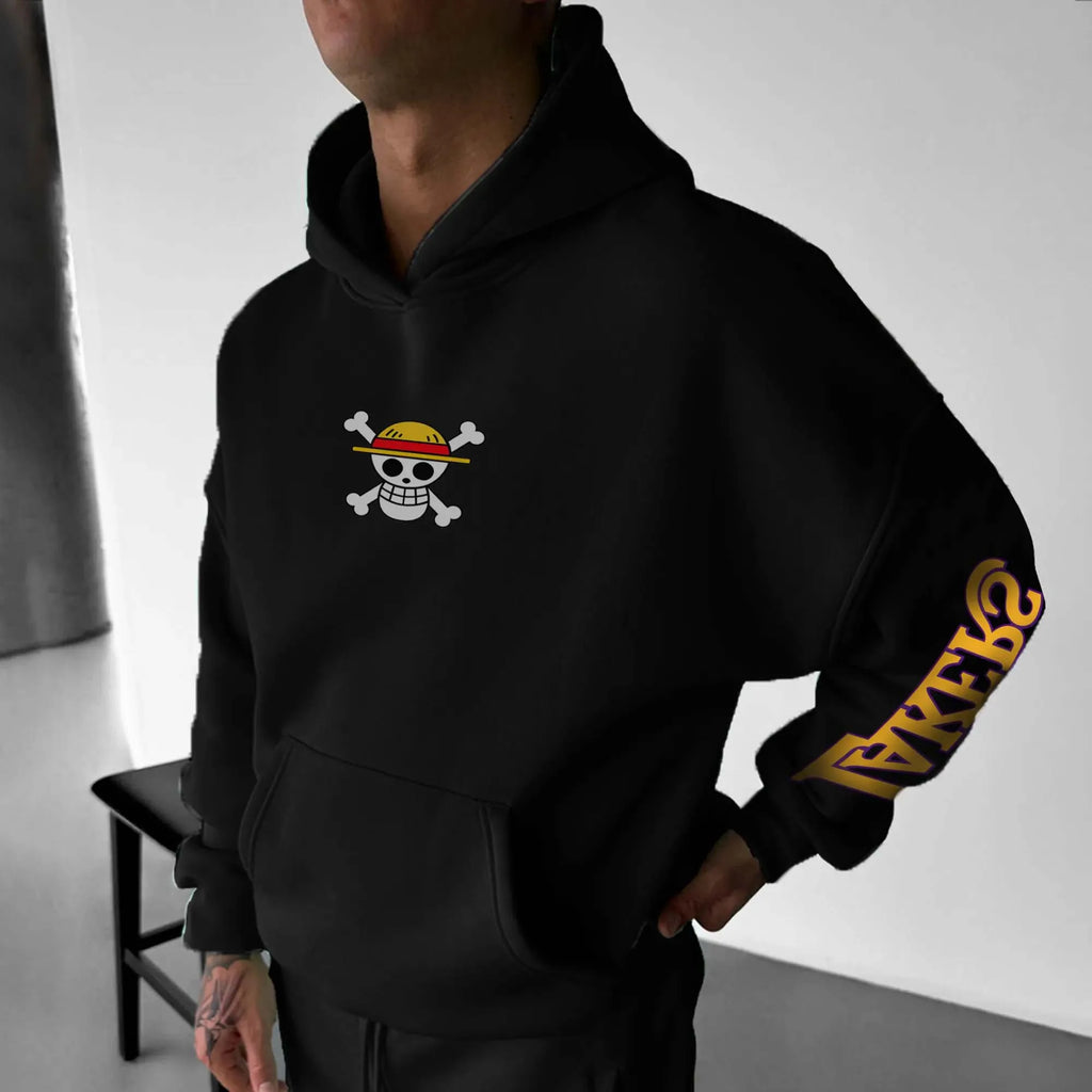 ONE PIECE Luffy Basketball Print Unisex Thermal Sweater Solid Color Hoodie