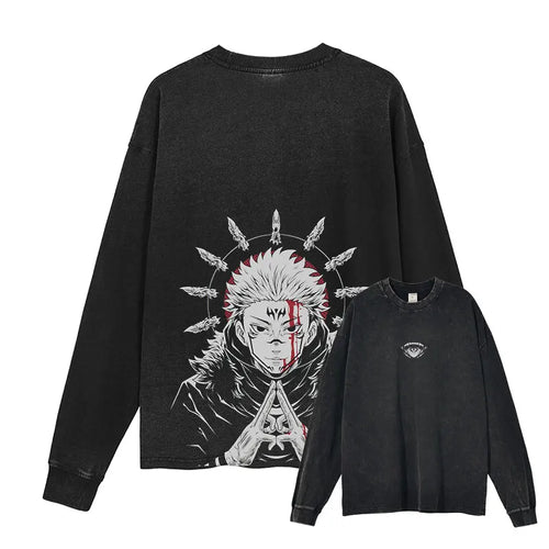 J-Jujutsu K-Kaisen Sweater Long Sleeve T Shirts  Sweatshirts Pullover 100% Cotton