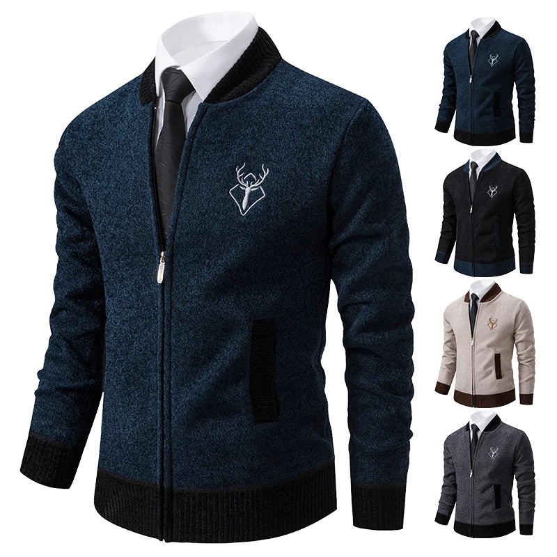 Chenille padded jacket men's warm trend knitted cardigan sweater coat