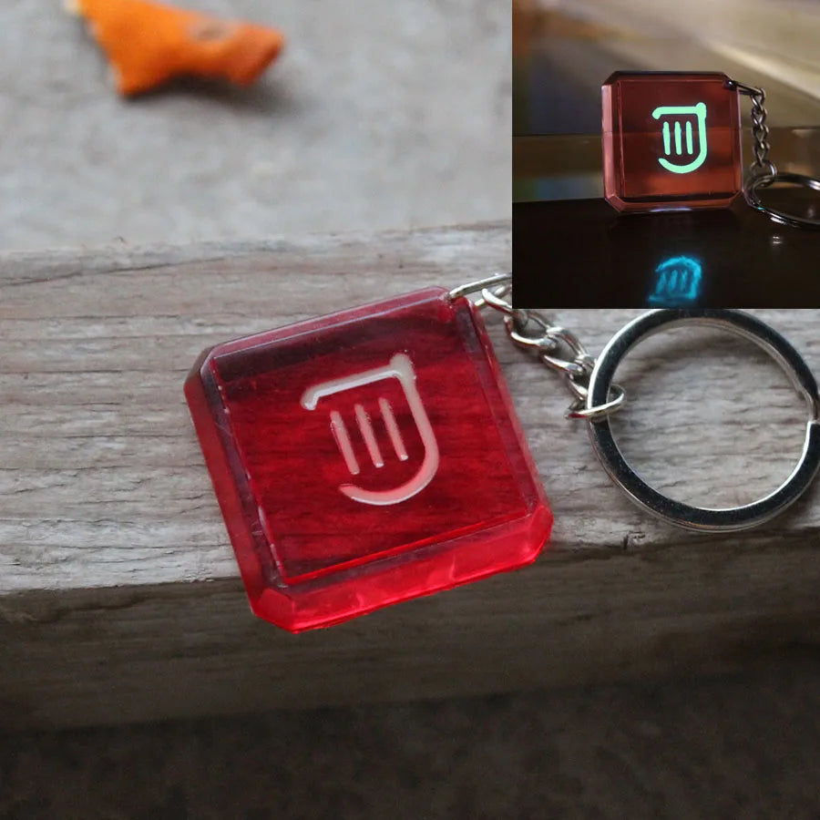 Glowing Final Fantasy XIV game profession GLOW in the DARK keychain