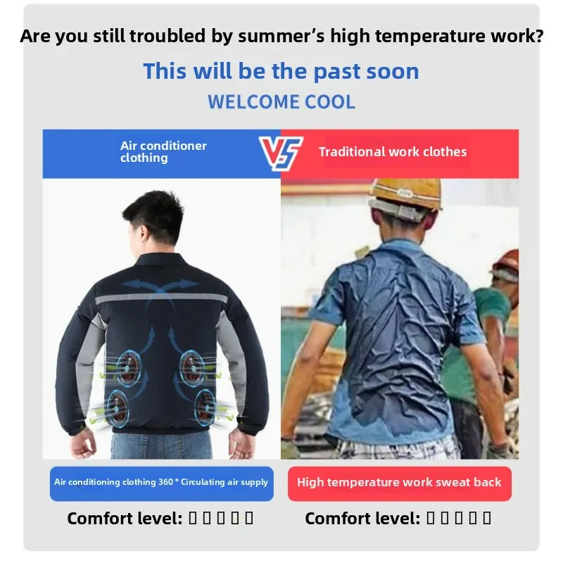 Cooling Jacket Men's Heat Resistant Air Conditioner Breathable Outdoor Fan Workwear