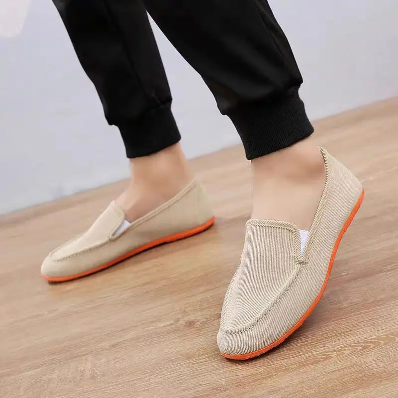 Men Breathable Canvas Loafer Sneakers Plus Size Vintage Casual Shoes