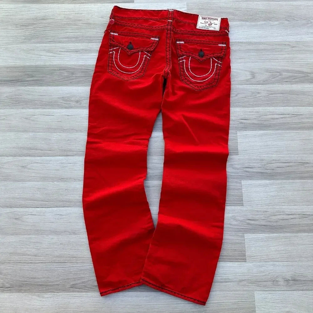 Embroidered Jeans Vintage Street Loose Casual Denim baggy pants
