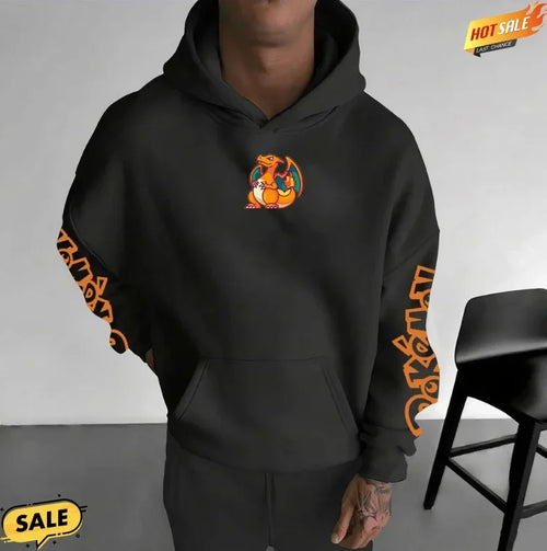 Pokémon gamer Fire Charmander Printed Comfortable and Breathable Sweatshirt for Men
