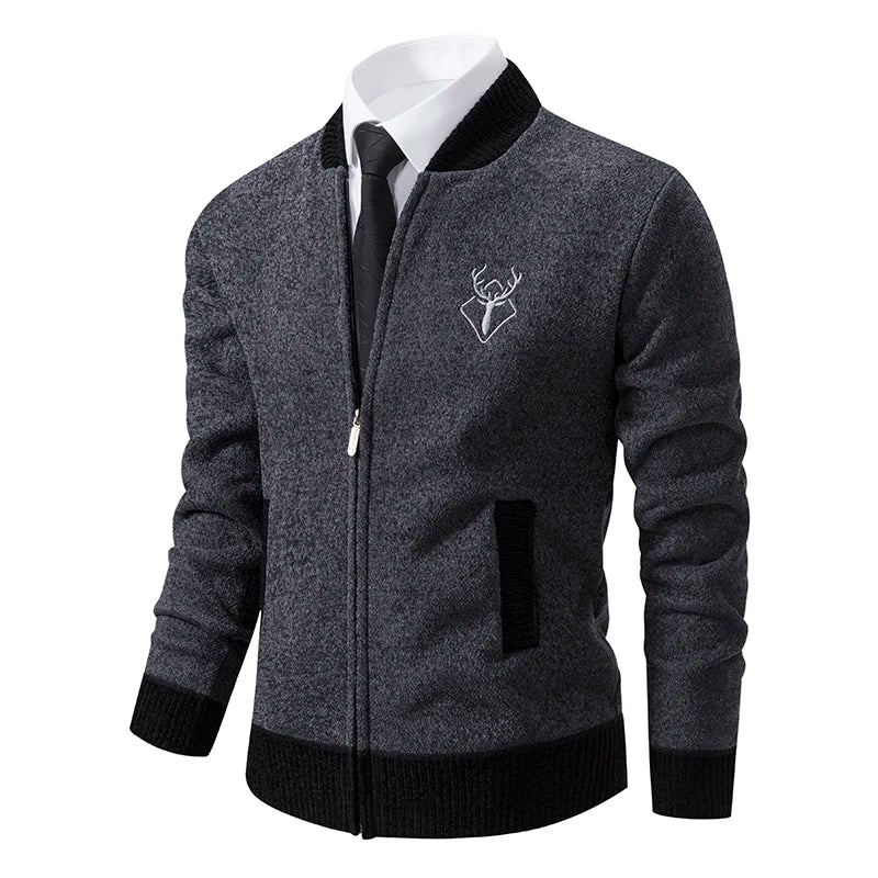 Chenille padded jacket men's warm trend knitted cardigan sweater coat