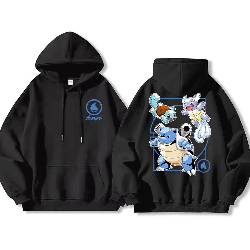 Pokémon Front and Rear Printed Hoodie Men Harajuku Large Size Casual Sweater