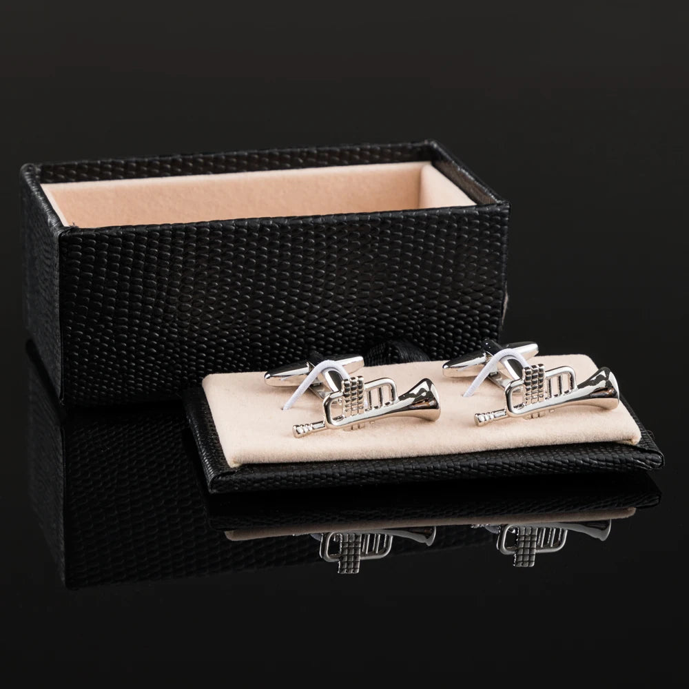 Copper Material Gold Plated Trumpet Shaped Music Cufflinks for Men