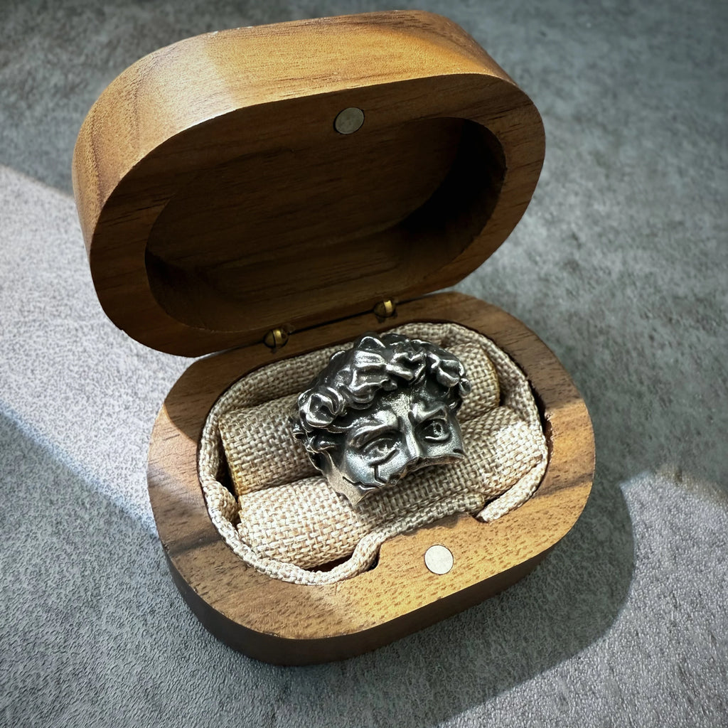 Retro Half Face David Adjustable Open Ring Unisex Gothic Copper Jewelry