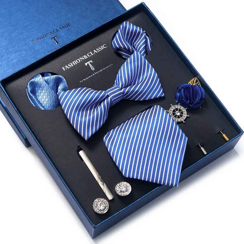 Gift Box Tie For Men Tie Pocket Squares Cufflink Set Necktie Box Man Floral Accessories