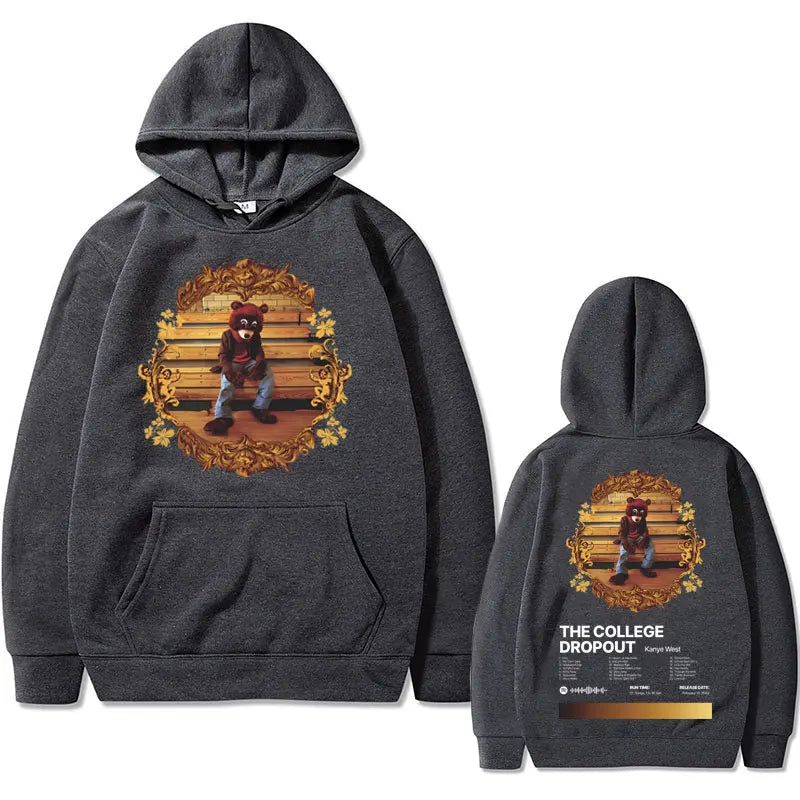 Kanye West The College Dropout Hip Hop Album Graphics Hoodie Oversized Sweatshirt Men's Streetwear