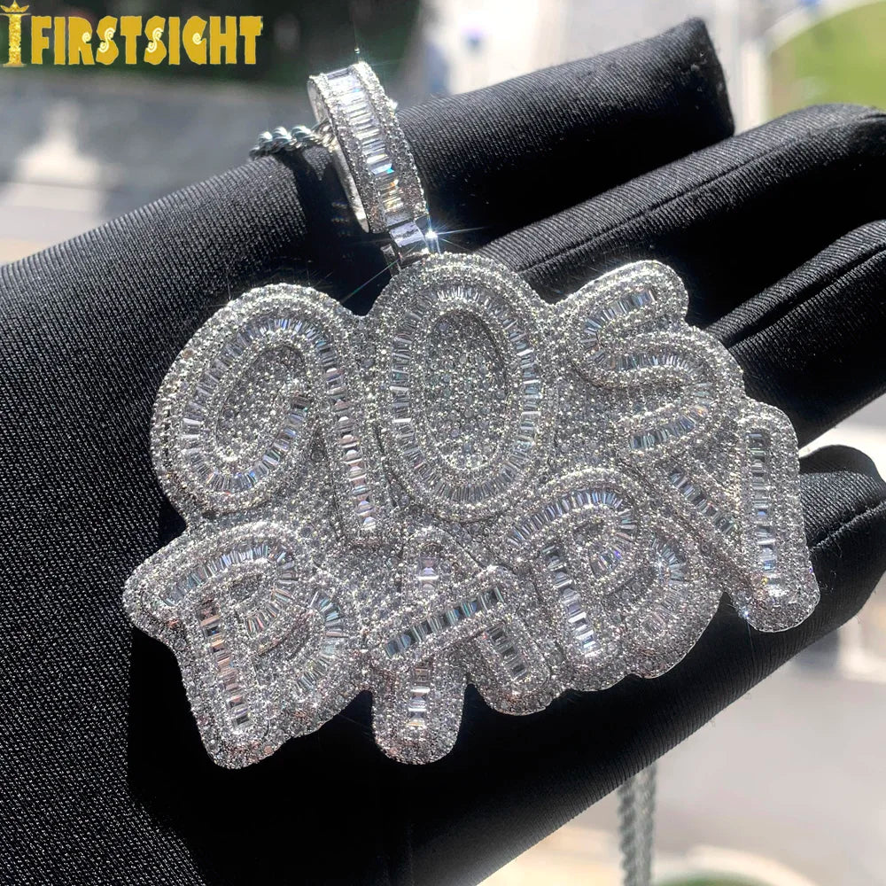 Iced Out 90s Baby Necklace Pendant for Men Cubic Zirconia Charm Jewelry