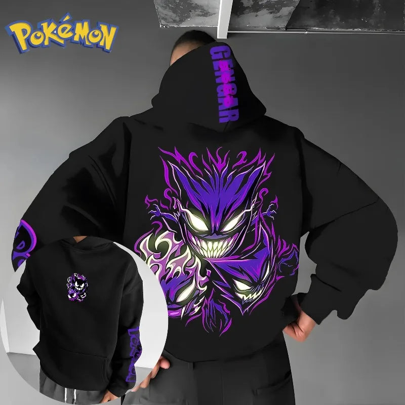 Pokémon Gengar Printed Hoodie for Men Harajuku Large Size Casual Top