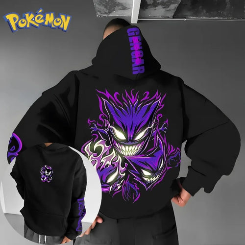 Pokémon Gengar Printed Hoodie for Men Harajuku Large Size Casual Top