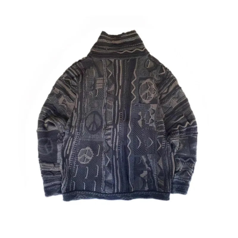 Man Tide Punk Japanese Retro Heavy Loose Sweater Knitted Cardigan Robe