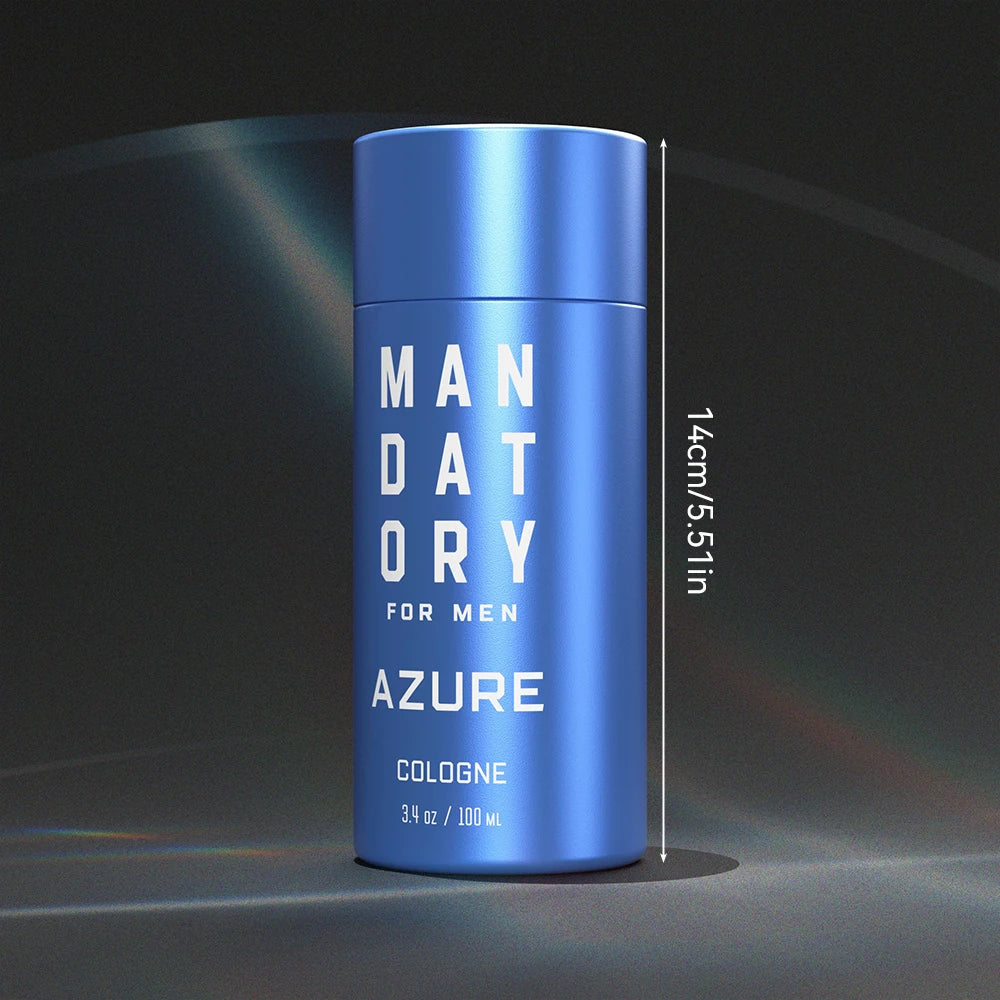 MANDATORY 3.4 Oz Eau de Cologne Spray Men's AZURE Fragrance Note of Rosemary