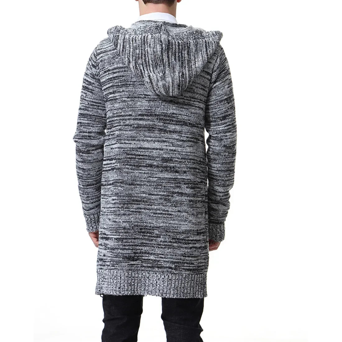 Men's Hooded Thick Cardigan Sweater Coat X-long Sweater