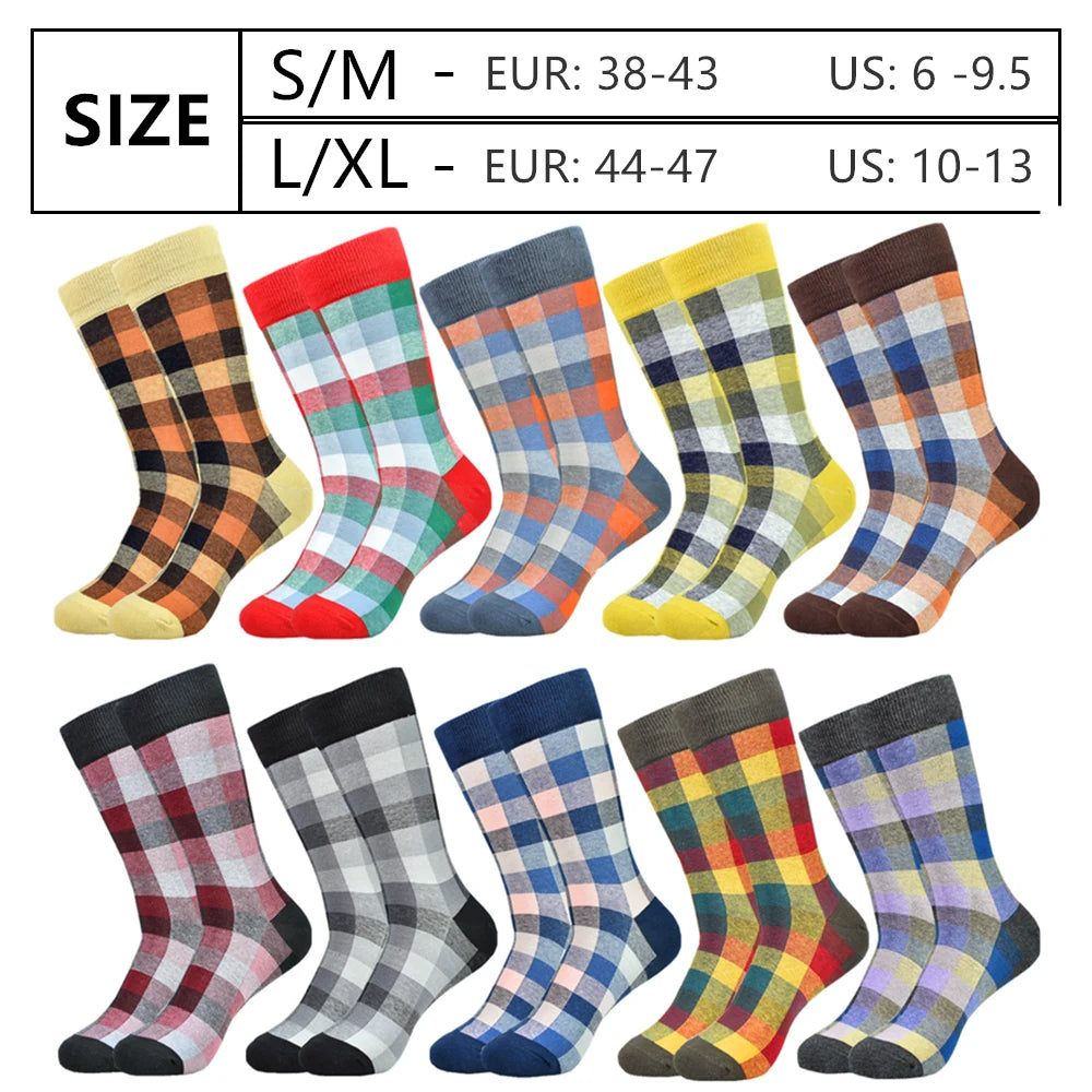 Men's Socks Dress High Quality Happy Combed Cotton Socks Plus Size