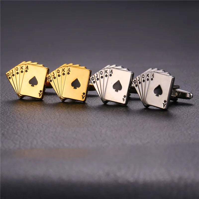 Poker Player Cufflinks For Men Gold Color Men Cufflinks