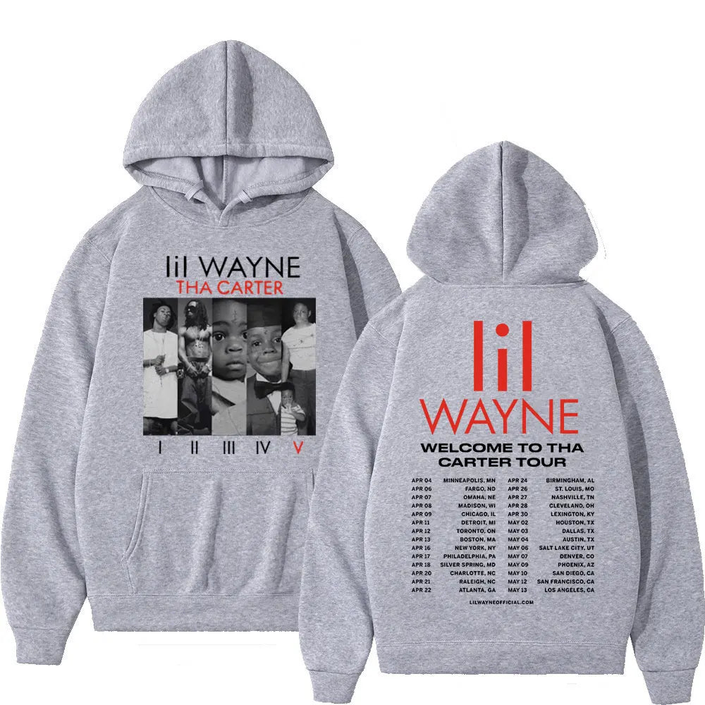 Lil Wayne Double Sided Print Hoodie Unisex Hip Hop Sweatshirts Vintage Oversized Pullover