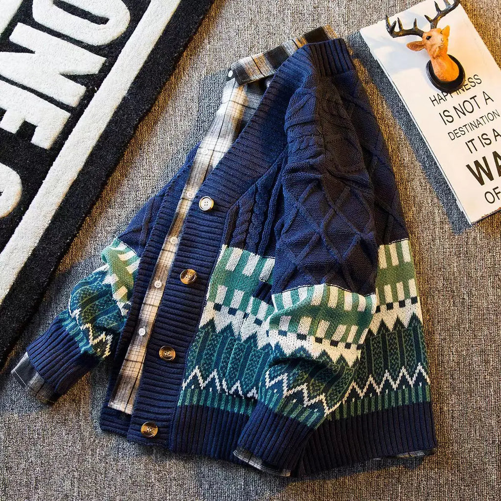 Cardigan Oversized Sweater Men Pullover Loose Harajuku Knitted Sweater Coat
