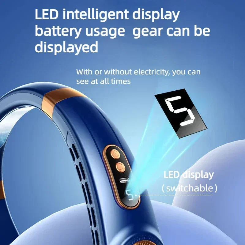 Portable Hands Free Bladeless with LED 4 Cooling Personal Rechargeable Fan