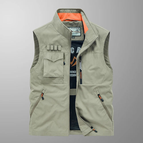 Versatile men's outdoor casual multi pocket fishing mesh vest photography camisole jacket