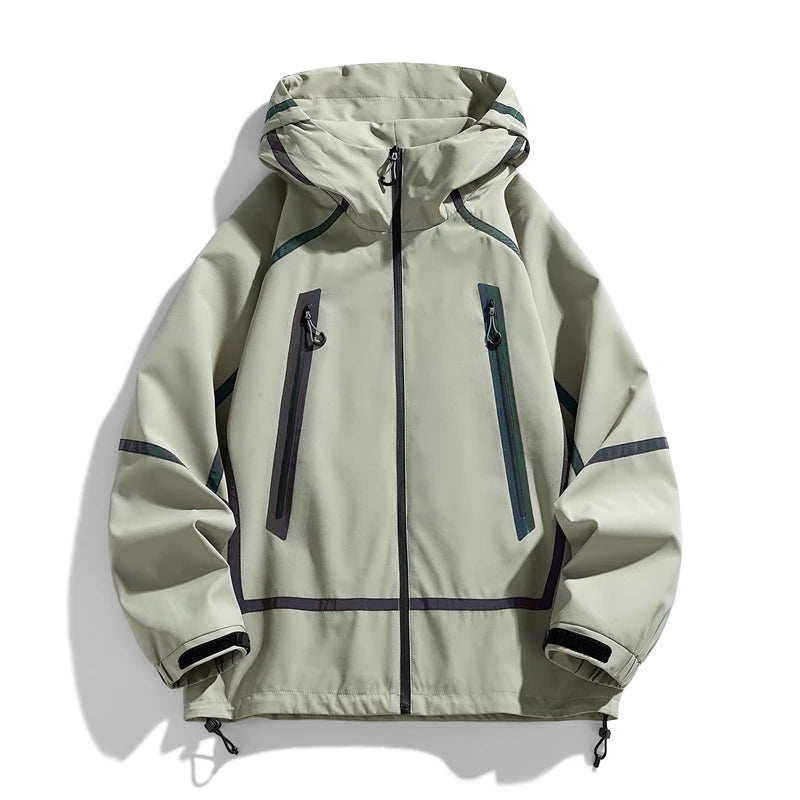 Casual Reflective Jacket Outdoor Hooded Zipper Waterproof Functional Men's American Streetwear