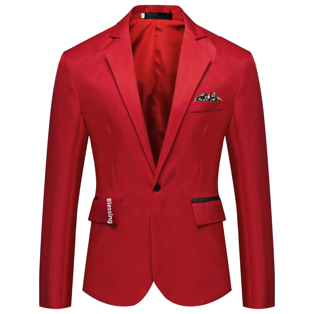 Men's Long Sleeve Single Button Slit Small Suiting Jacket Comfortable Fit
