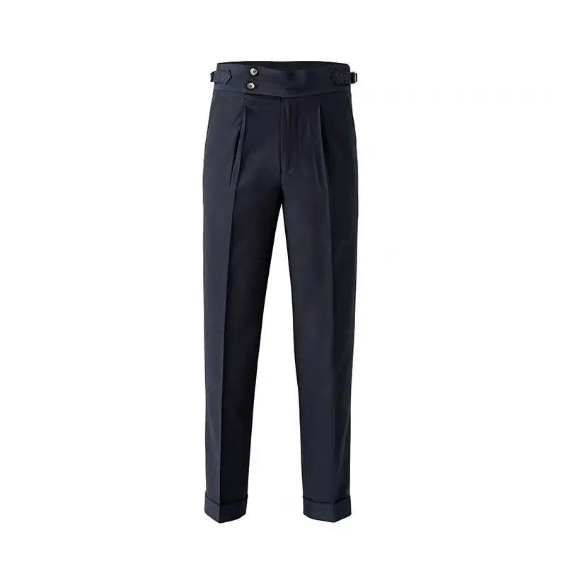 High Waist Business Slim Fit Men's Suits Pants Korean Trousers