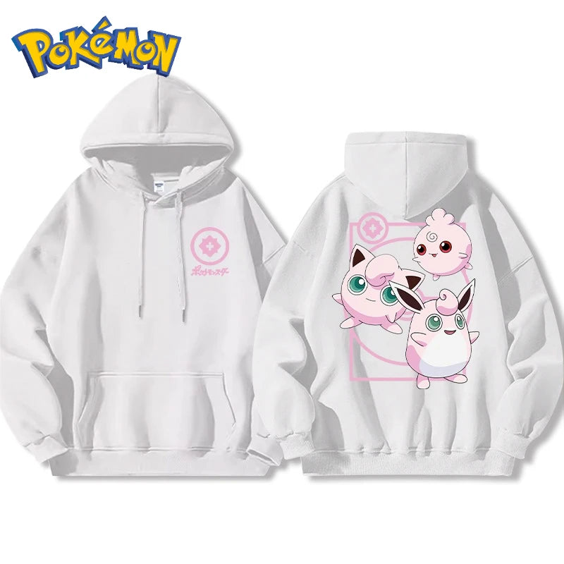 Pokémon Front and Rear Printed Hoodie Men Harajuku Large Size Casual Sweater