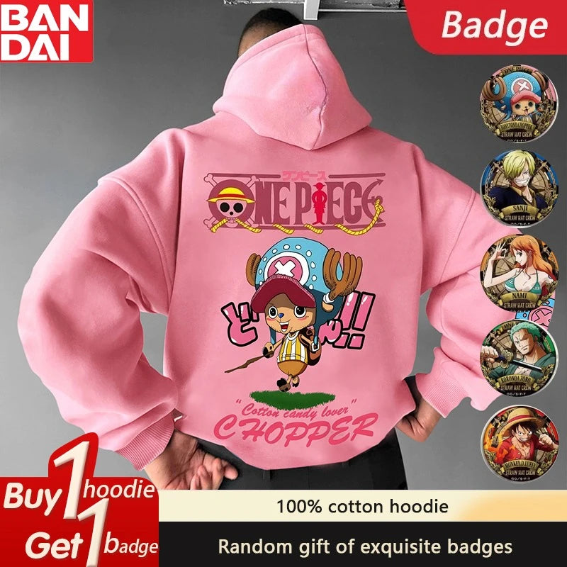 ONE PIECE Zoro Chopper Hoodie Popular Loose Unisex Animation Cotton Sweater