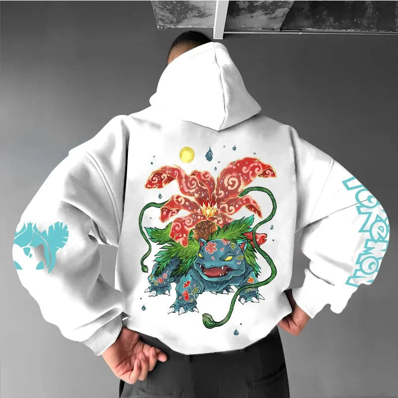 Pokémon Venusaur Printed Hoodie for Men Harajuku Large Size Casual Top