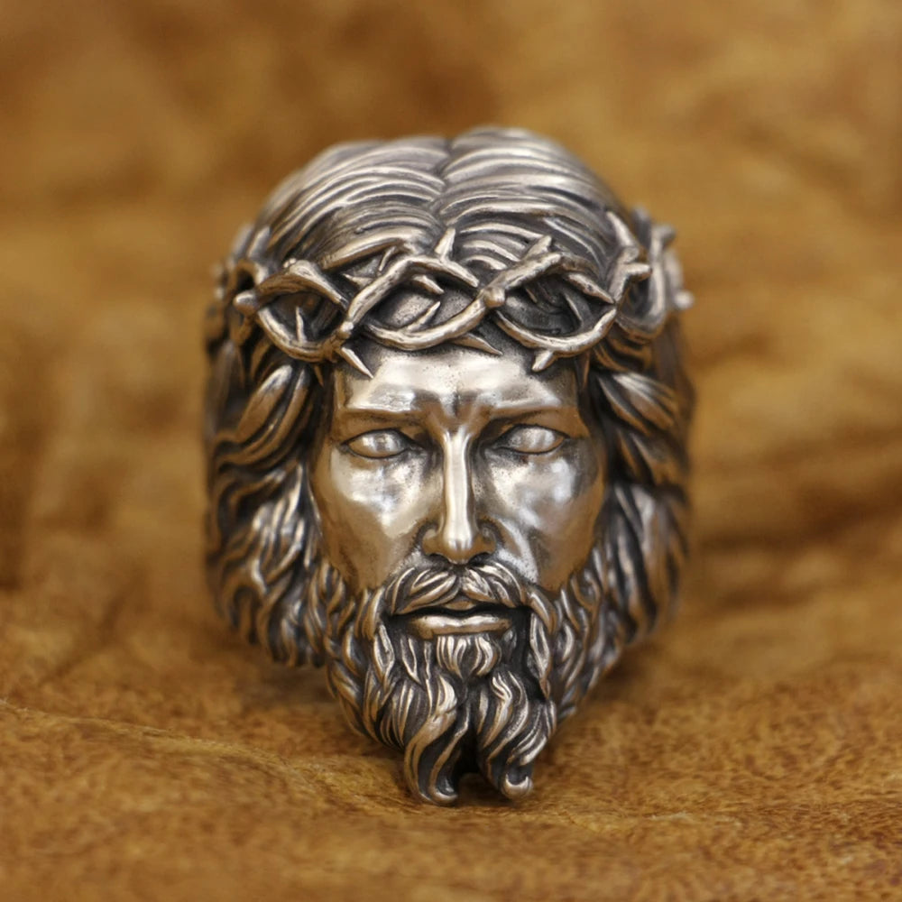 Sterling Silver Jesus Christ Ring Biker Rock Punk Jewelry US Size 7~16