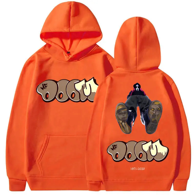 MF Doom Double Sided Print Hoodie Men Hip Hop Vintage Streetwear Sweatshirt