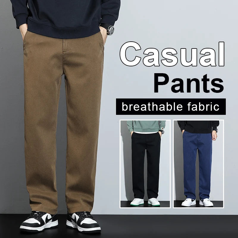 Men's Lyocell Straight Loose Elastic Waist Jeans Comfortable Pants Plus Size 5XL