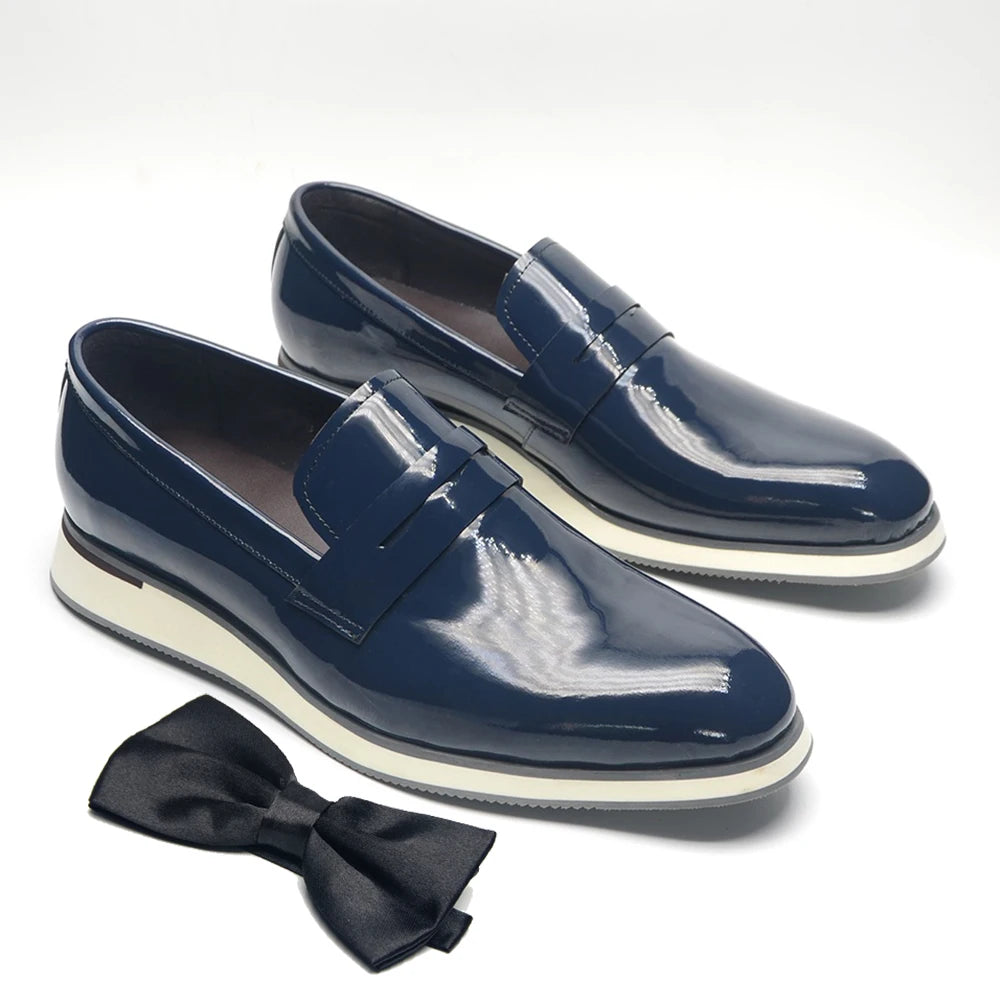 Luxury Designer Loafers Shoes for Men Solid Color High-grade Whole Patent Leather