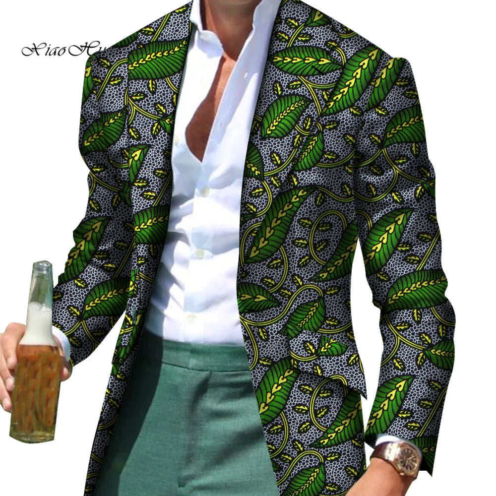 African Men Smart Slim Fit Fancy Blazer Formal Business Dashiki