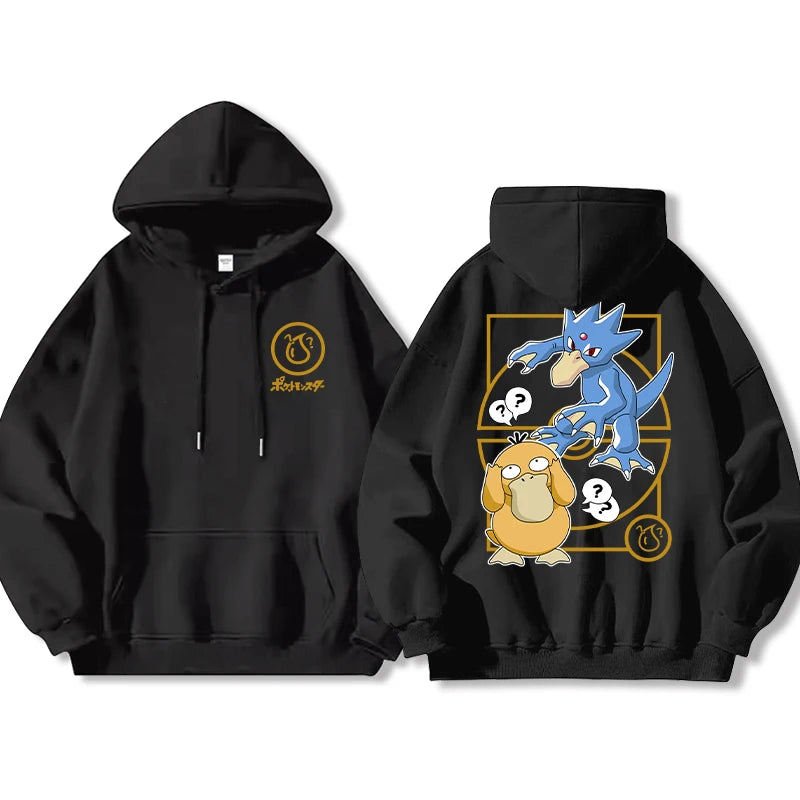 Pokémon Front and Rear Printed Hoodie Men Harajuku Large Size Casual Sweater