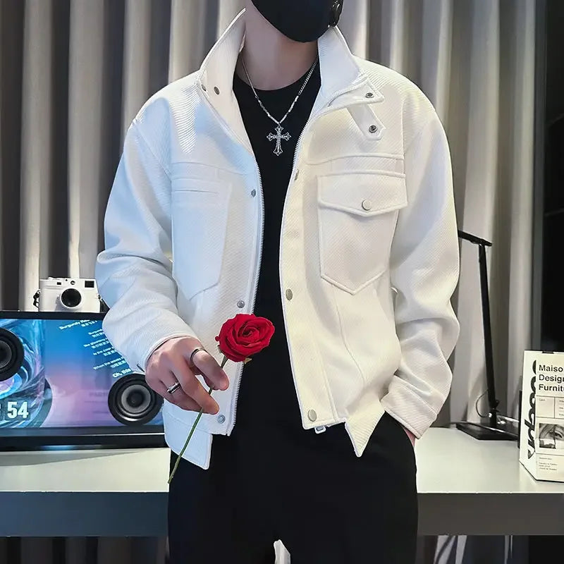 Jacket for Men Short Cargo High Quality Vintage Joker Luxury Designer Coat